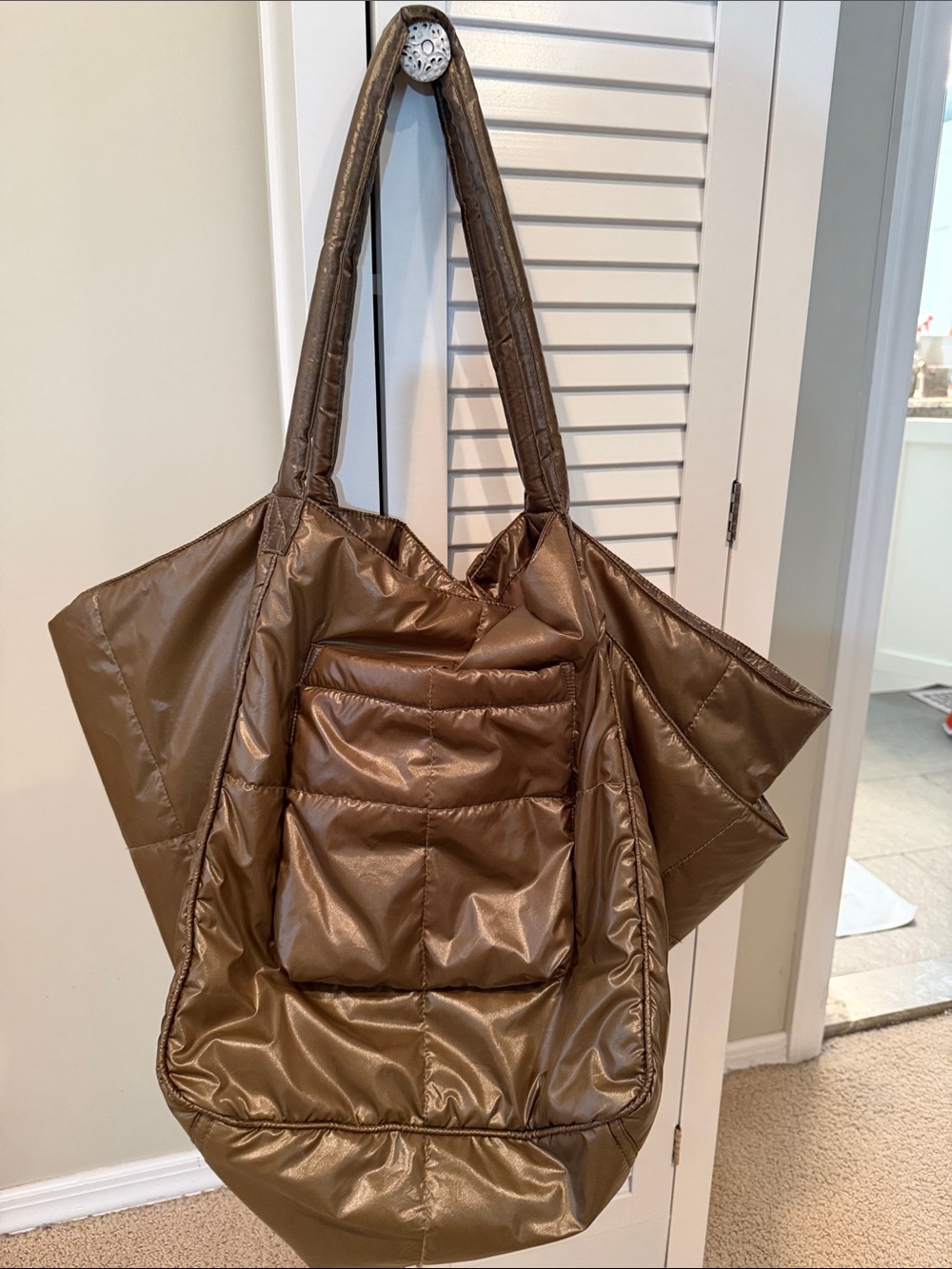 Free people Quilted Olive Lightweight Tote with Padded Straps